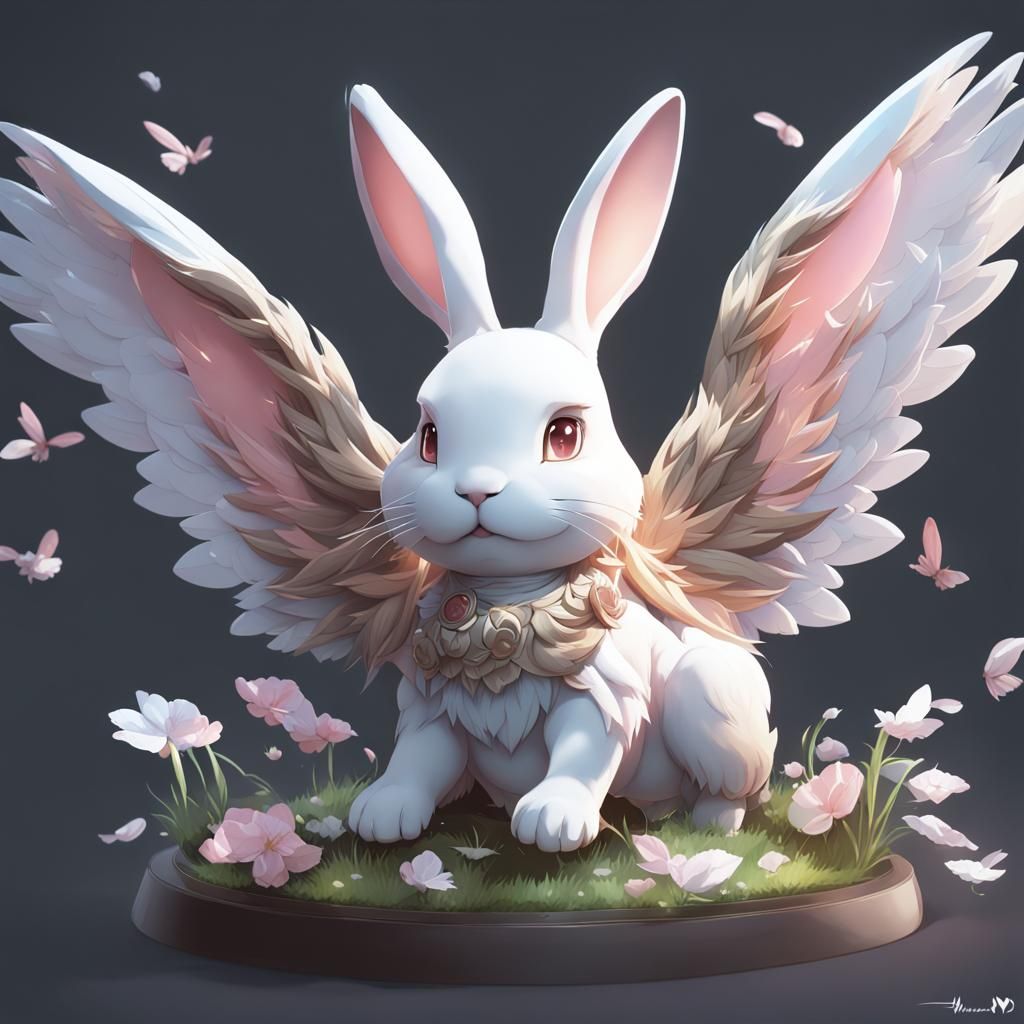 Winged Bunny: Detailed 3D Anime Art