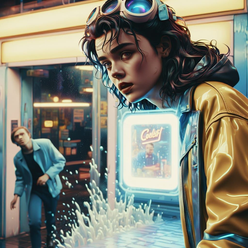 Retro-Futuristic Confectionery Entrance in Digital Art Style