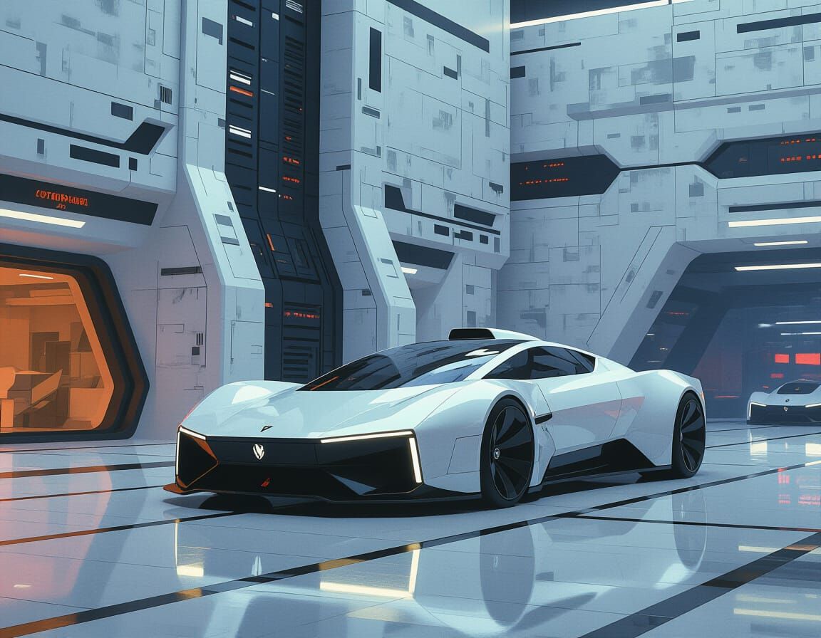 Minimalist Car Design in Matte Painting Style