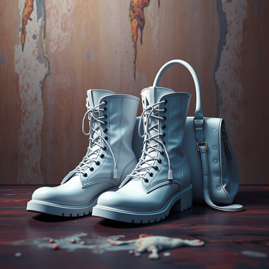 Ethereal Boots Amidst Whimsical Surroundings