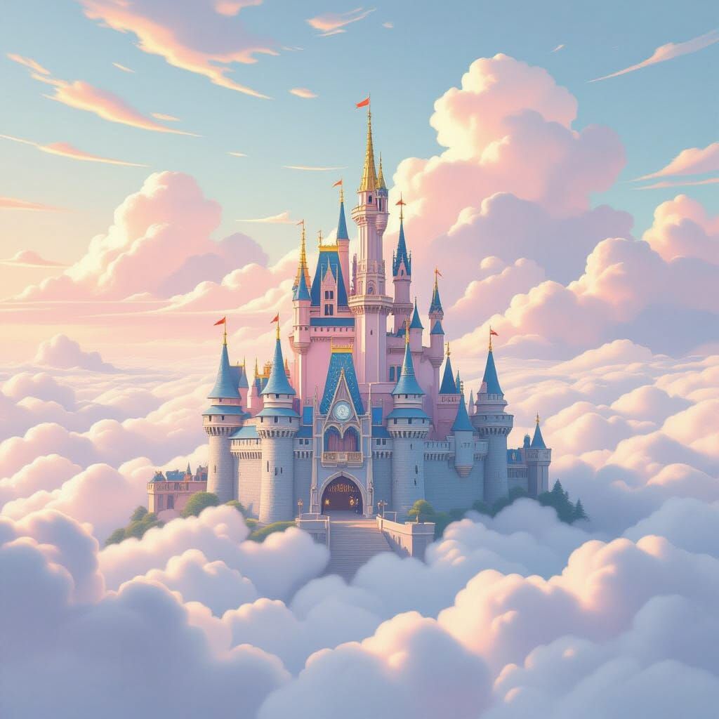 Majestic Cloud Castle in Serene Heavenly Realm