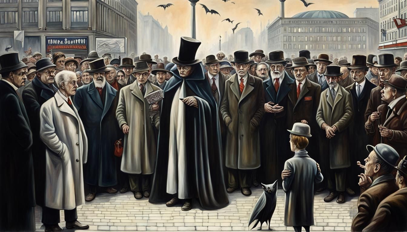 A grandstanding soothsayer mesmerizes quite a crowd on Berlin Alexanderplatz in 1916