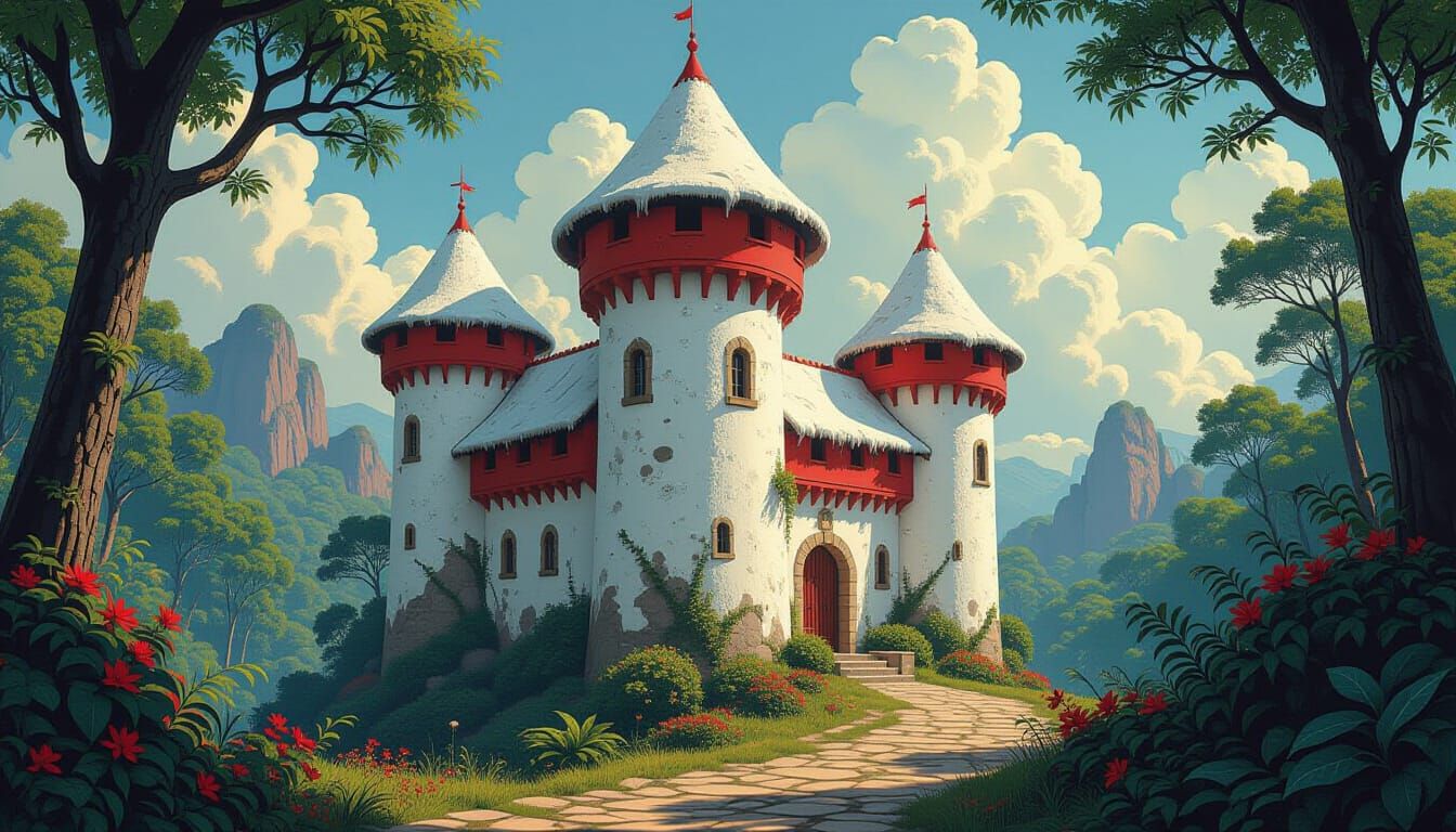 Mystical Alien Jungle Towerhouses in Durer & Rembrandt Style