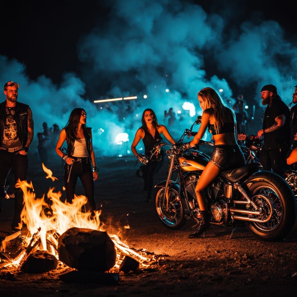 Wild Biker Party in Texas Hill Country Photo