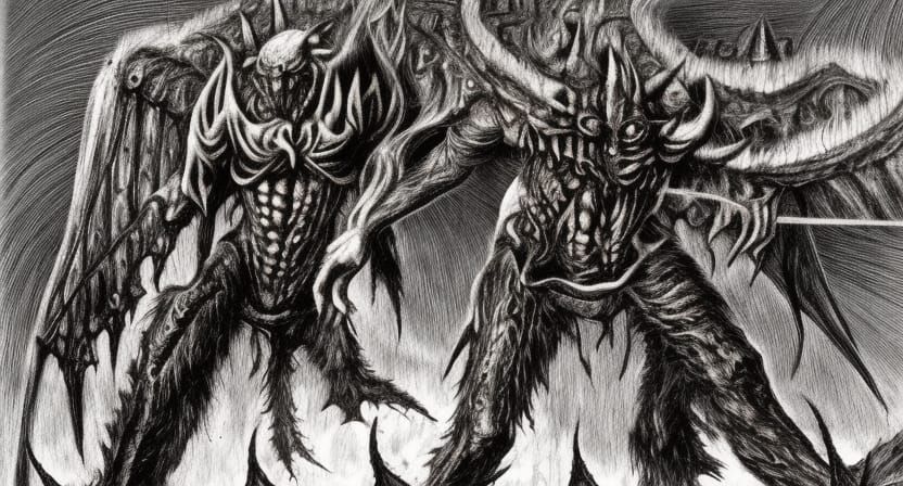 Epic Battle at Heaven's Gate, Dark Fantasy Art