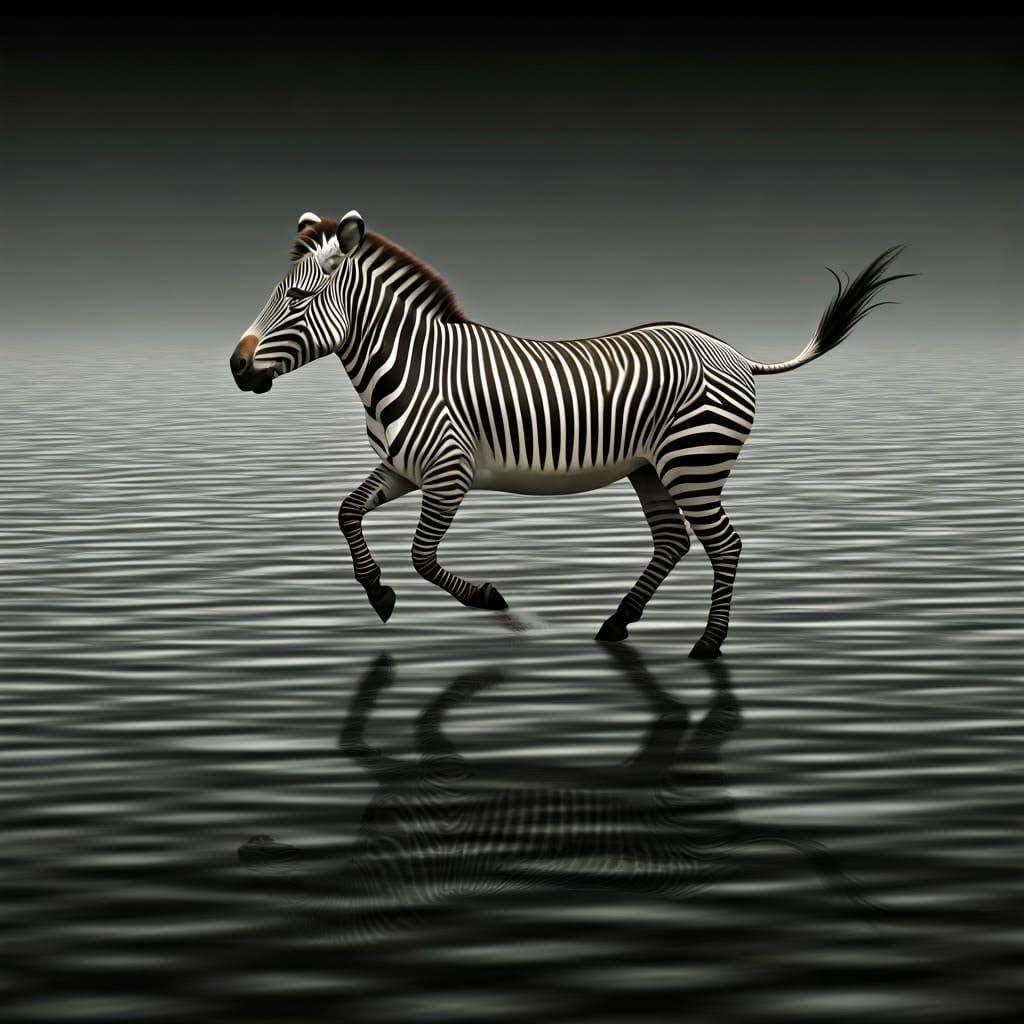 Vibrant Zebra Stripes Blur into Kaleidoscope Landscape