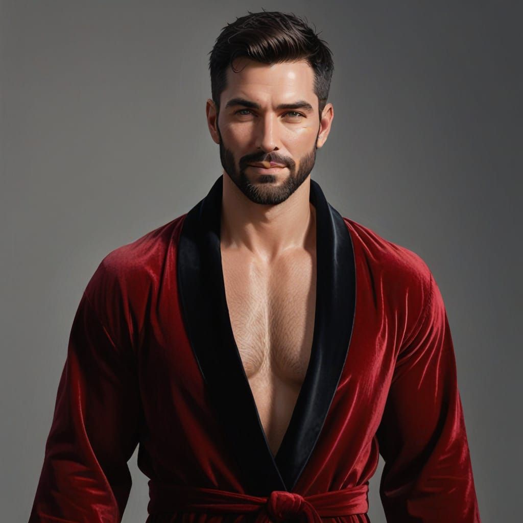 Handsome Man in Velvet Bathrobe Concept Art