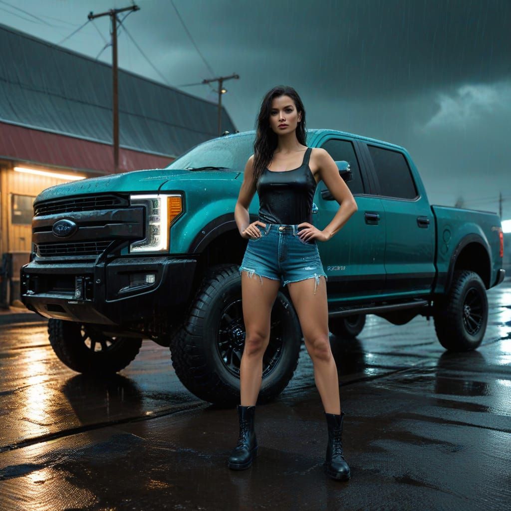 Neo-Noir Portrait: Country Girl in the Rain