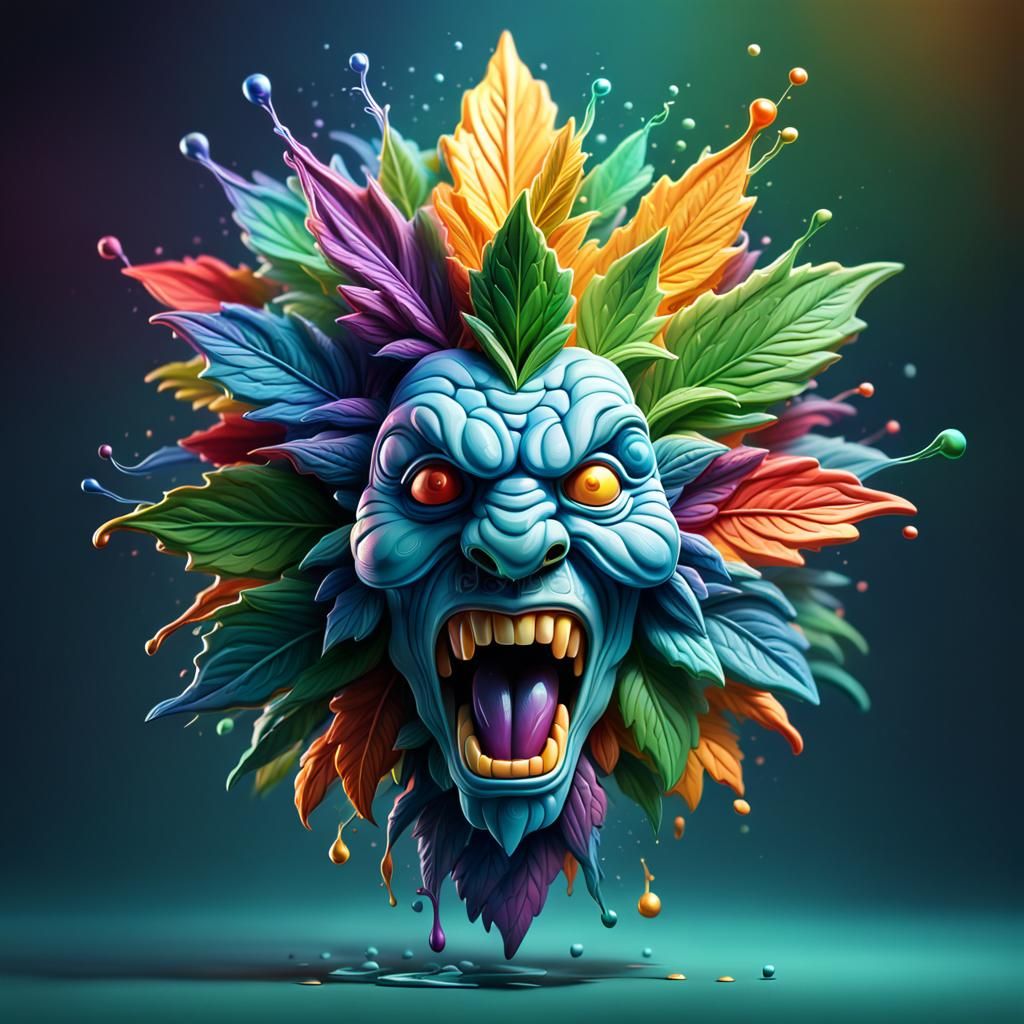 Detailed 3D Cannabis Logo Concept Art