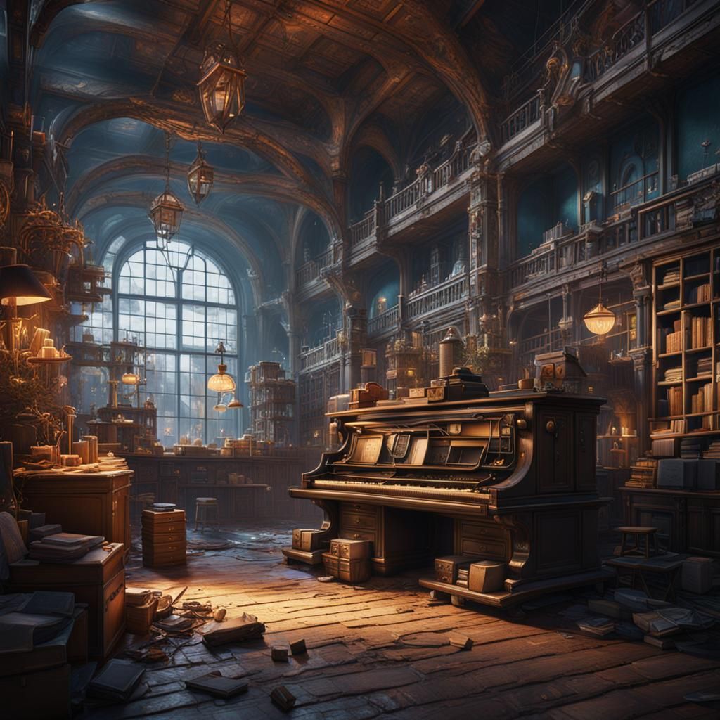 Detailed Matte Painting of Factory Worker Office