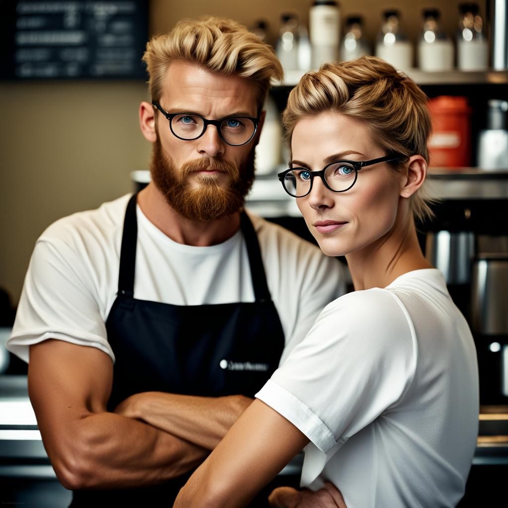 Viking Flirting with Barista: Professional Portrait