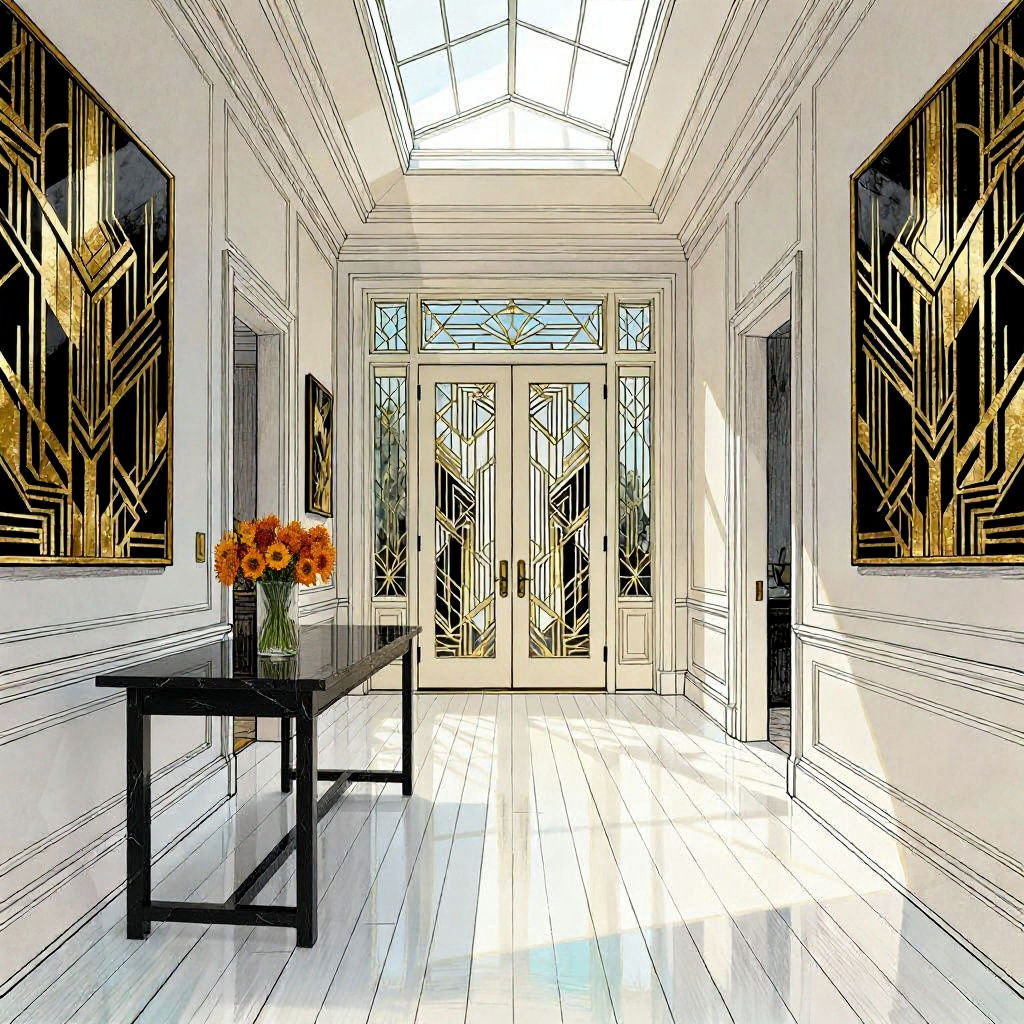 Elegant Art Deco Foyer with Skylight