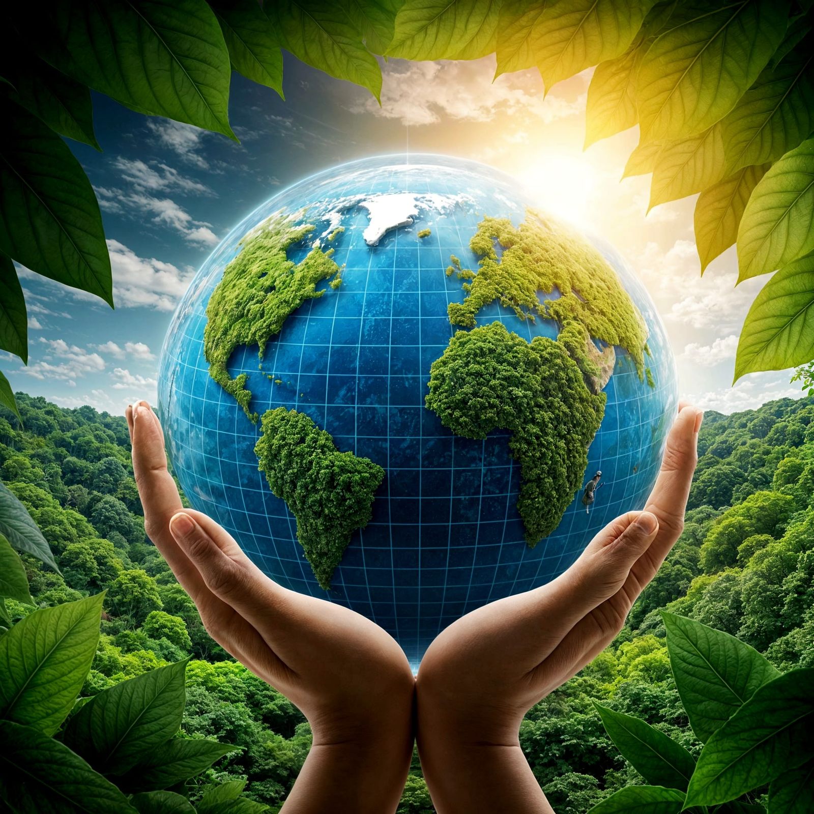Earth Globe in Hands: A Hyper-Realistic Ecological Vision