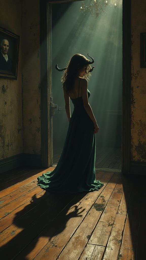 Eerie Horror: Woman's Shadow Transforms