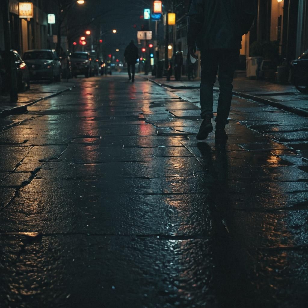 Rainy Night in Brooklyn: A Cinematic Film Still