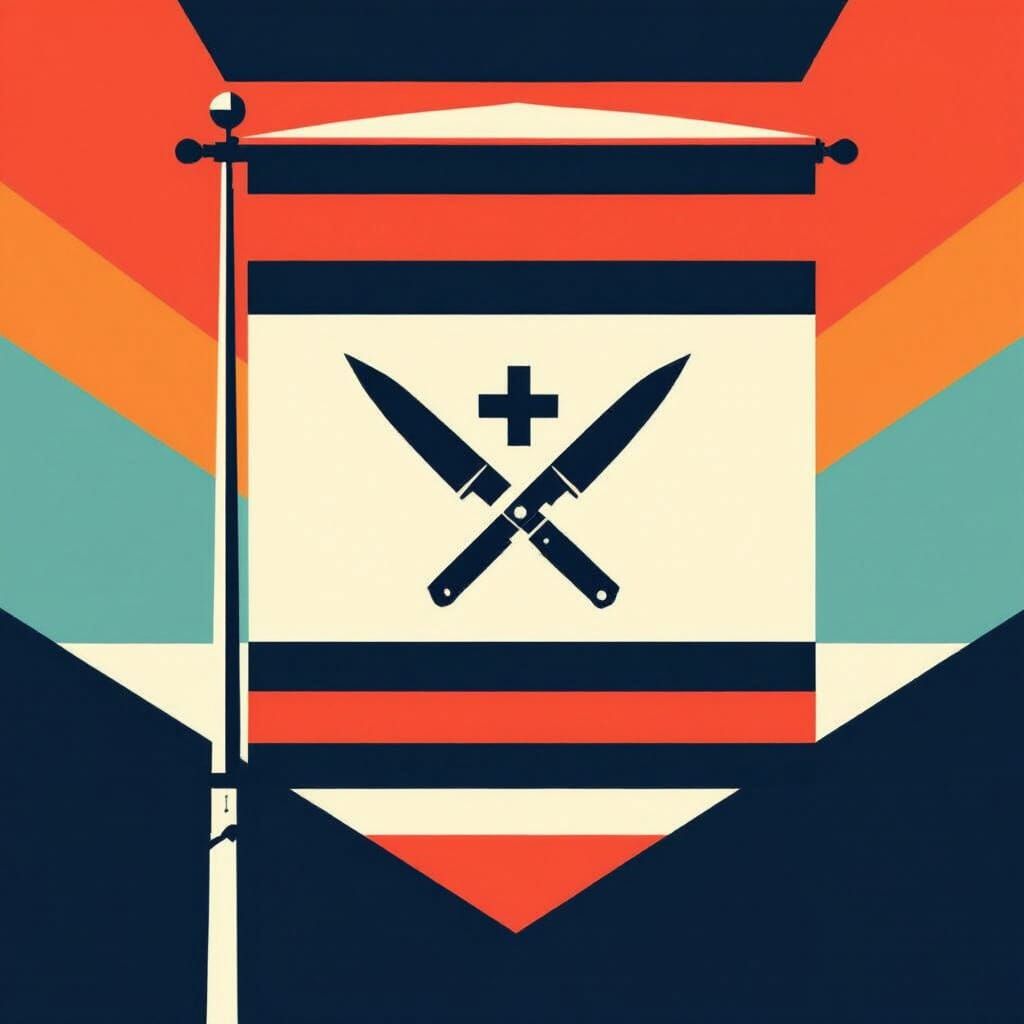 Minimalist Flag Design with Crossed Knives