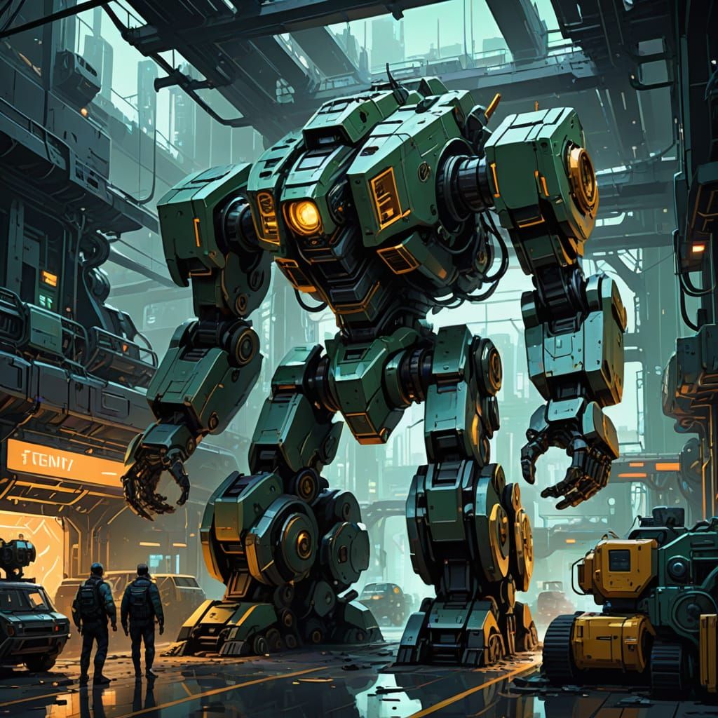 War Machinery Production in Industrial Digital Art