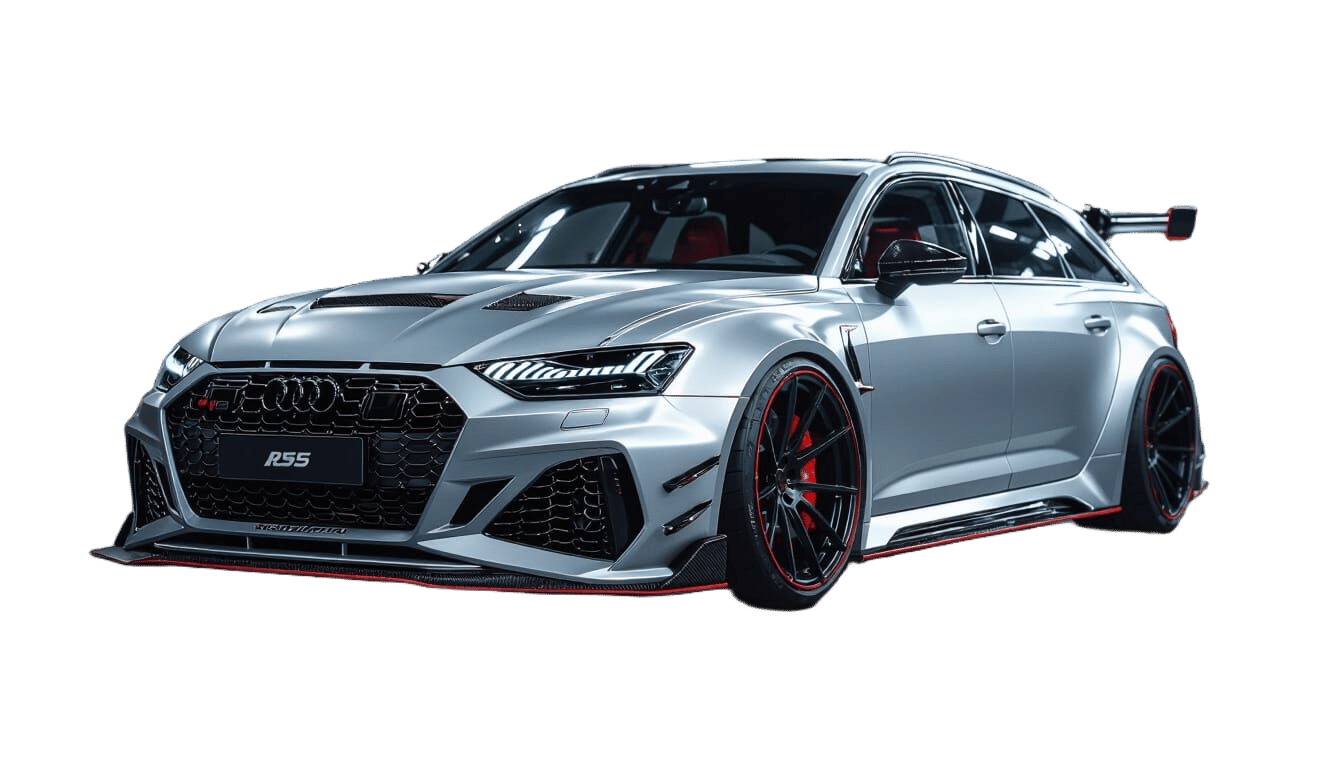 Aggressive 2025 Audi RS6 Avant in Mat Silver with Red Accent...