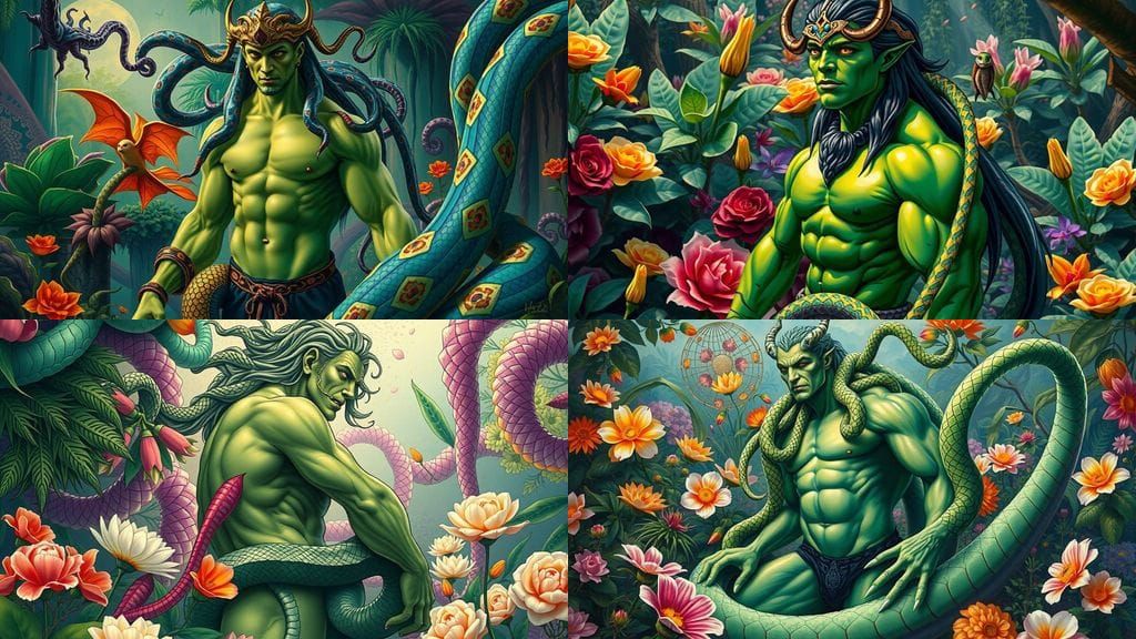 Male Gorgon in Garden of Earthly Delights, Comic Art
