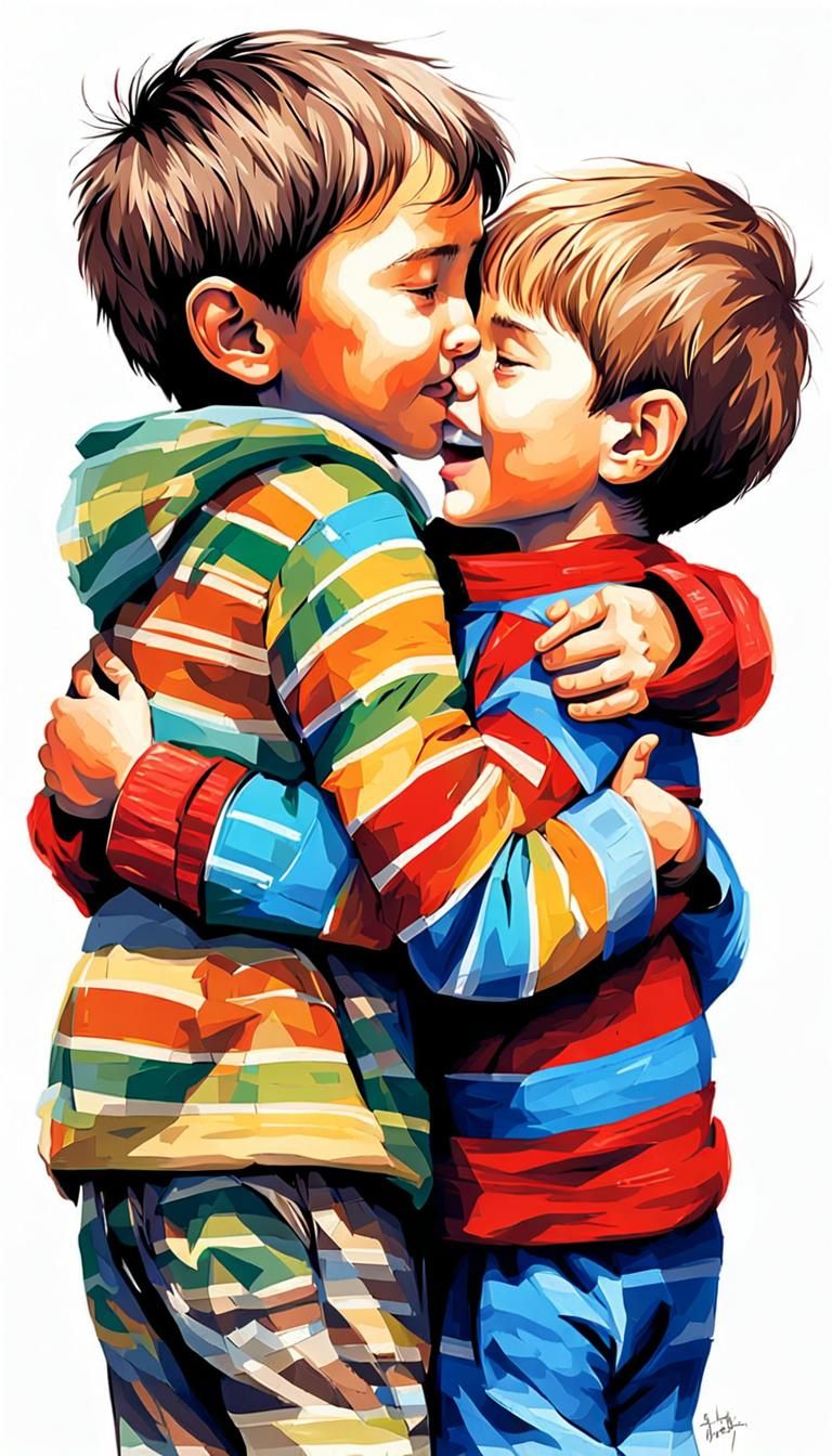 Heartwarming Embrace: Sibling Love in Vivid Detail