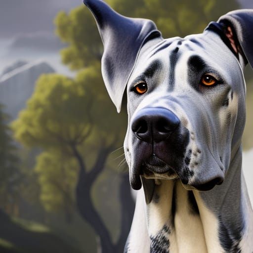 Great Dane King Portrait: Detailed Fantasy Art