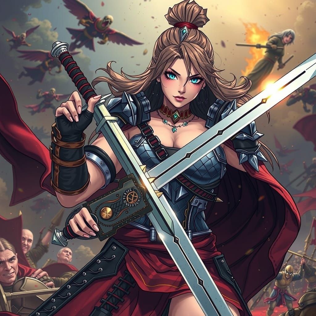 Armored Warrior in Studio Trigger Anime Style