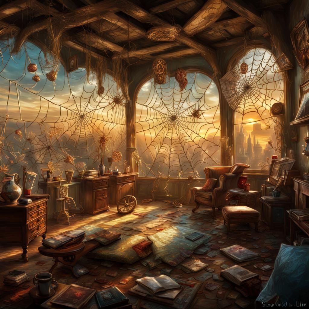 Alice in Wonderland Spiderwebs in Photorealistic Style