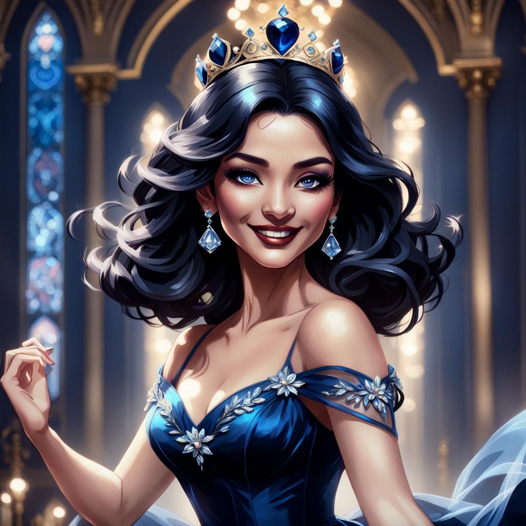 Sapphire-Eyed Woman Dancing in Blue Ballgown, Hyperdetailed ...