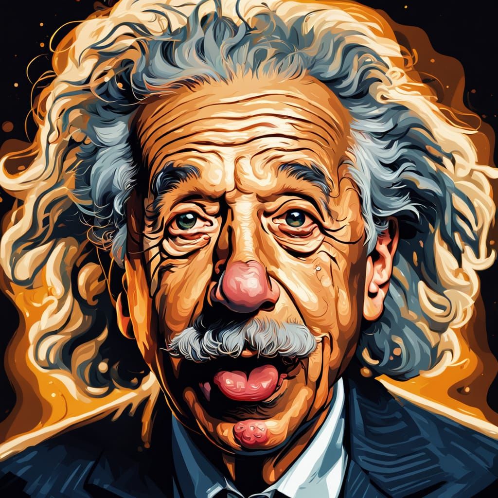 Einstein Portrait in Caricature Art Style