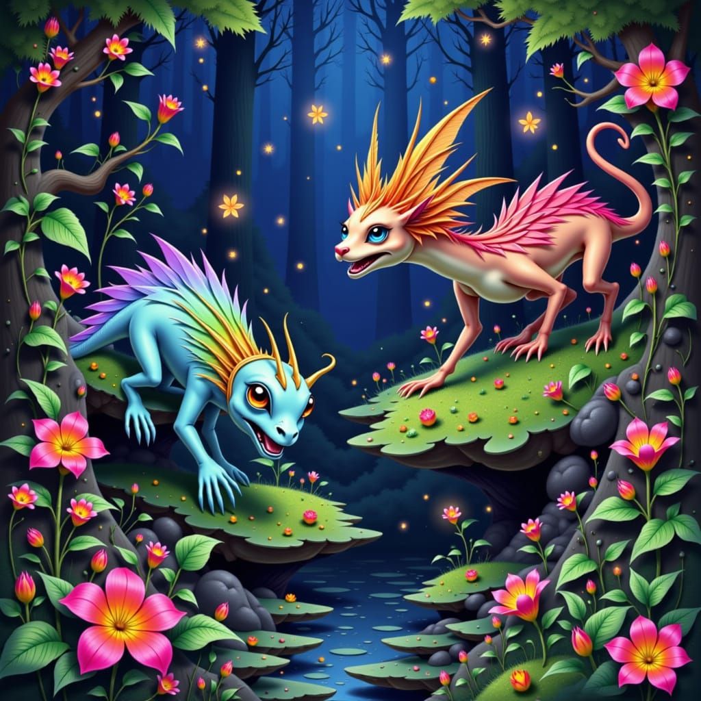 Mystical Forest Celebration in Fantasy Art Style