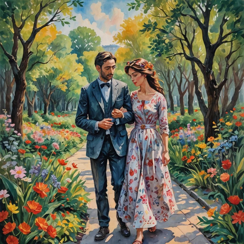 Impressionist Gouache Painting of Love and Forgiveness