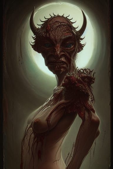 Angry Demon Portrait with Rotting Flesh
