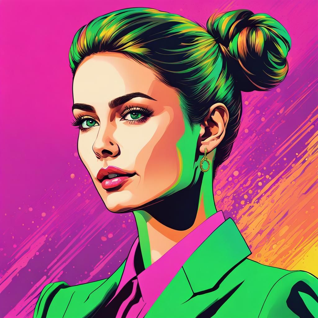 Empowered Woman in Pop Art Style Business Portrait