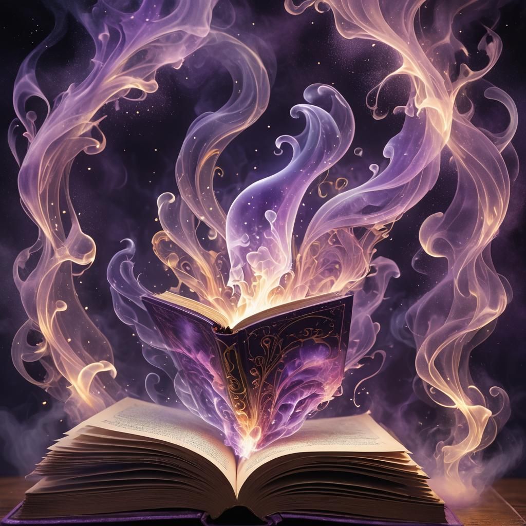 Ethereal Ghost Emerges from Art Nouveau Book