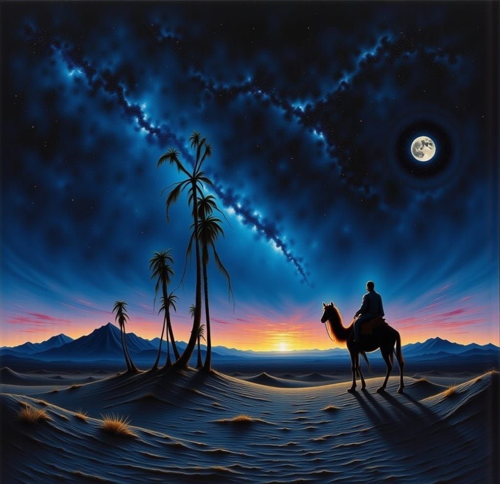 Midnight Oasis: Shadows and Romance in the Desert