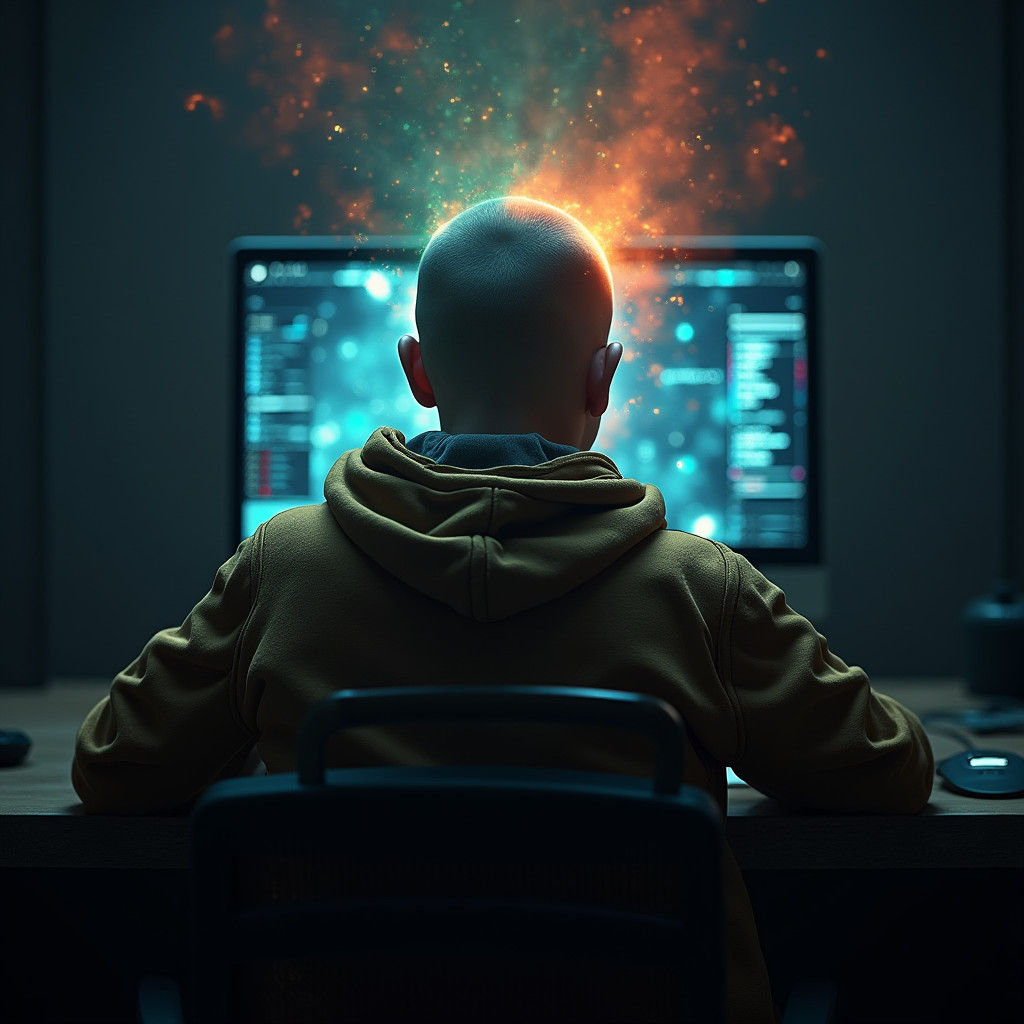 Ethereal Computer Screen Glow in Digital Matte Painting