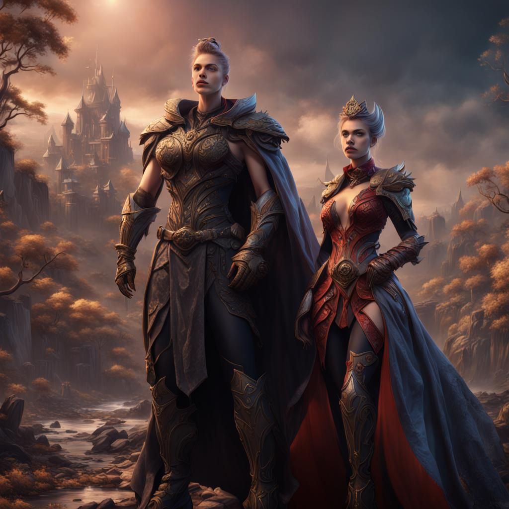 Hero and Villain Couple: Detailed Matte Painting