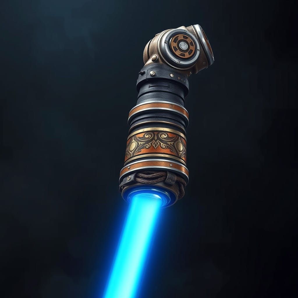 Cyberpunk Lightsaber Hilt in Golden-Brown Durasteel with Woo...