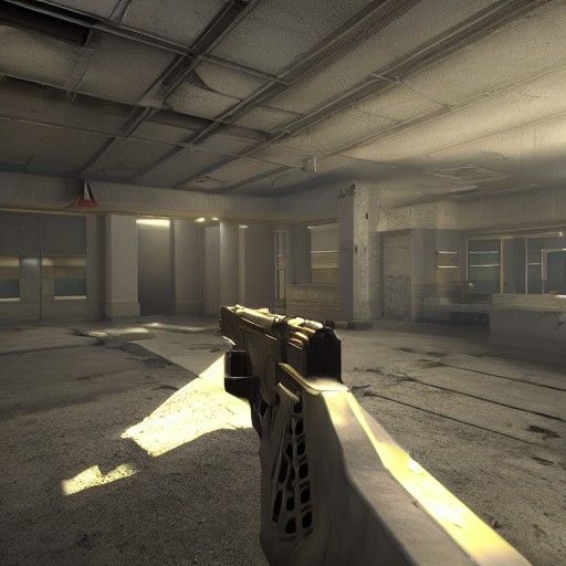 Modern FPS Game Scene with 3D Shading
