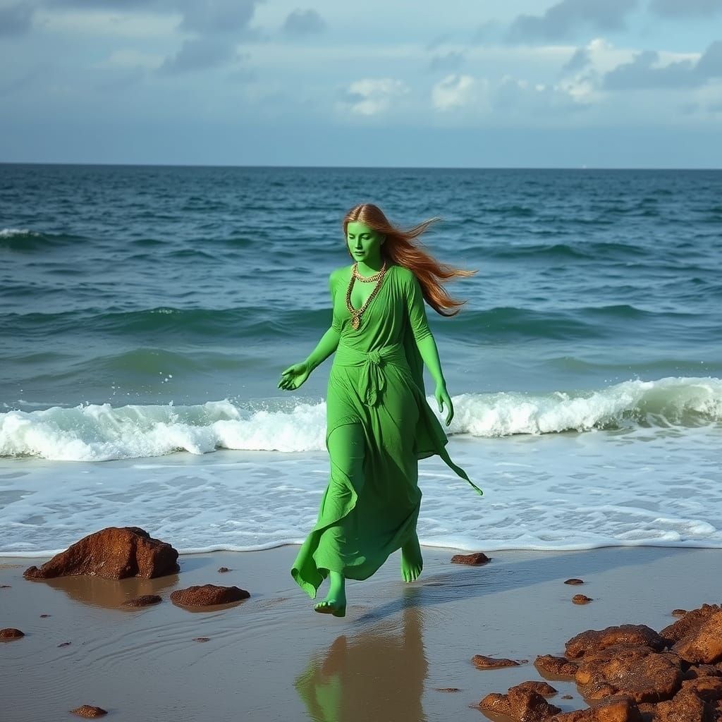 Mystical Goddess Emerges from the Ocean's Edge