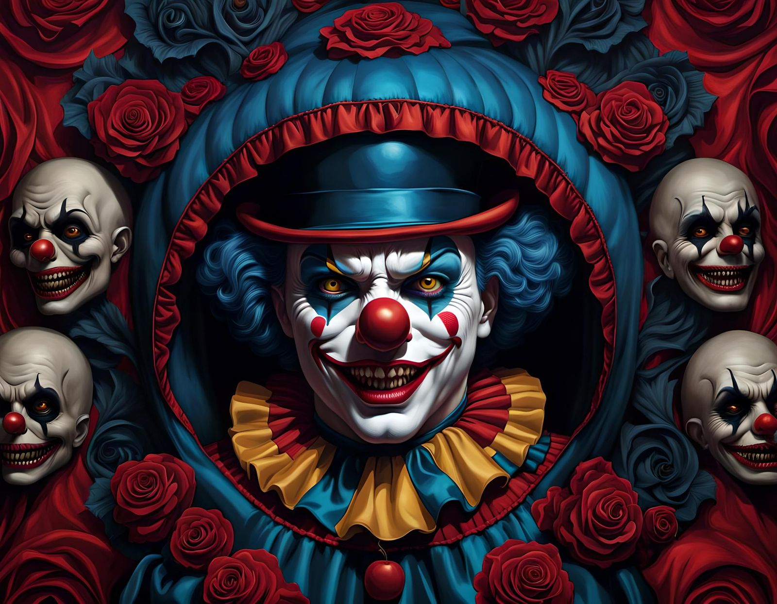 Creepy Clown in Detailed Gothic Horror Art