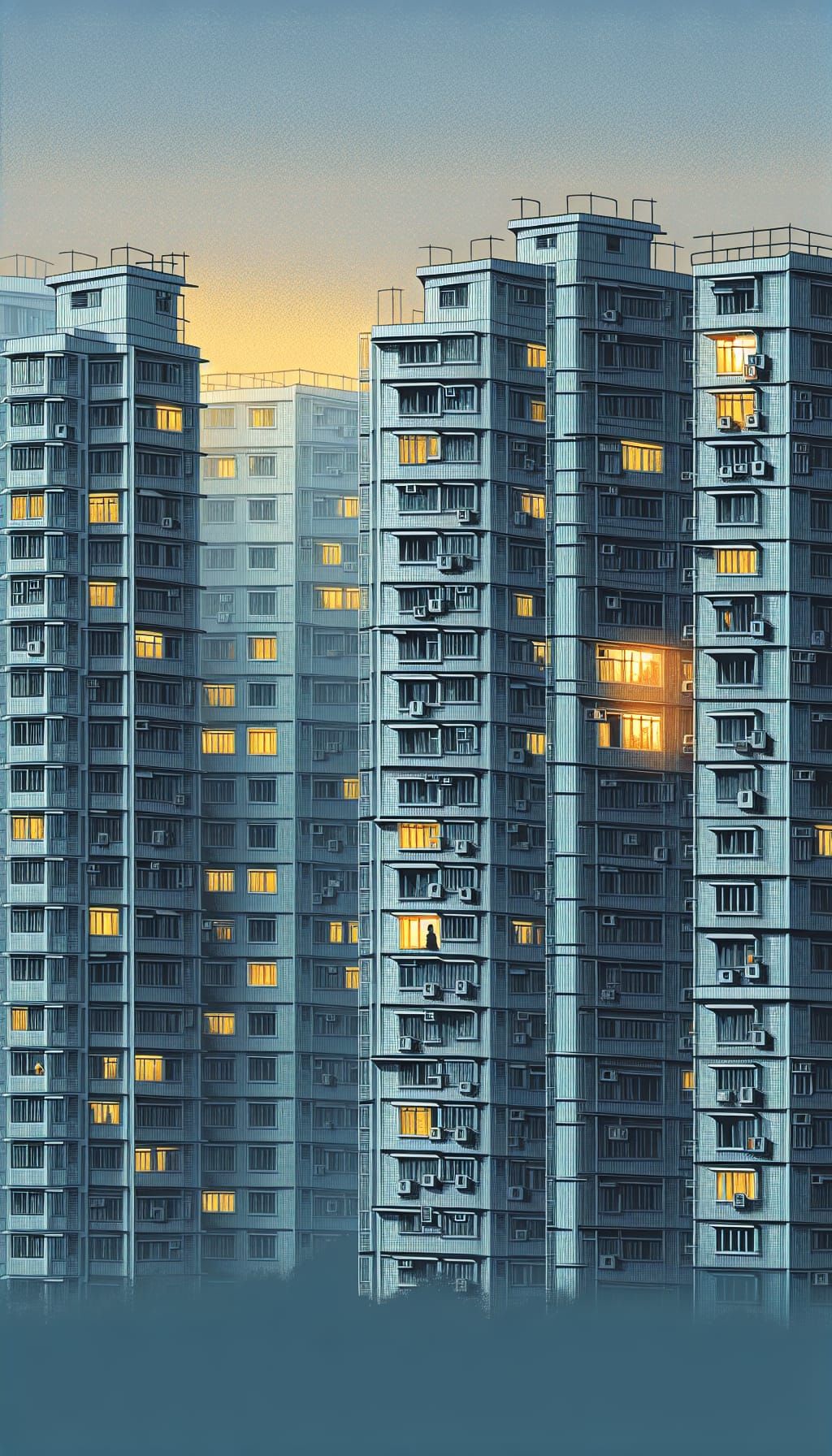 A Serene Residential Skyscraper at Dusk
