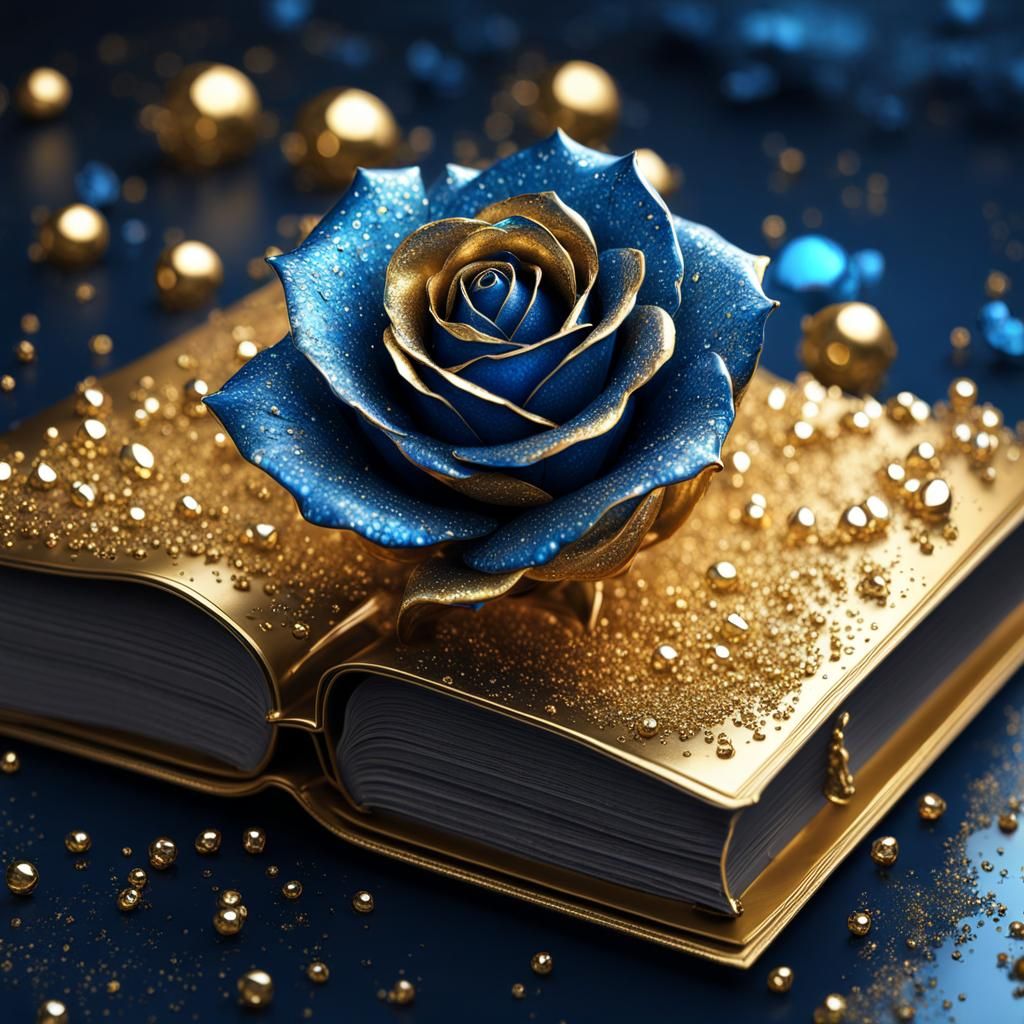 Metallic Rose Double Exposure with Fractal Crystals