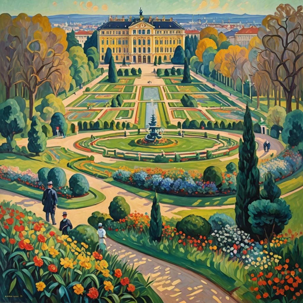 Schönbrunn Palace in Neo-Impressionistic Impasto Style