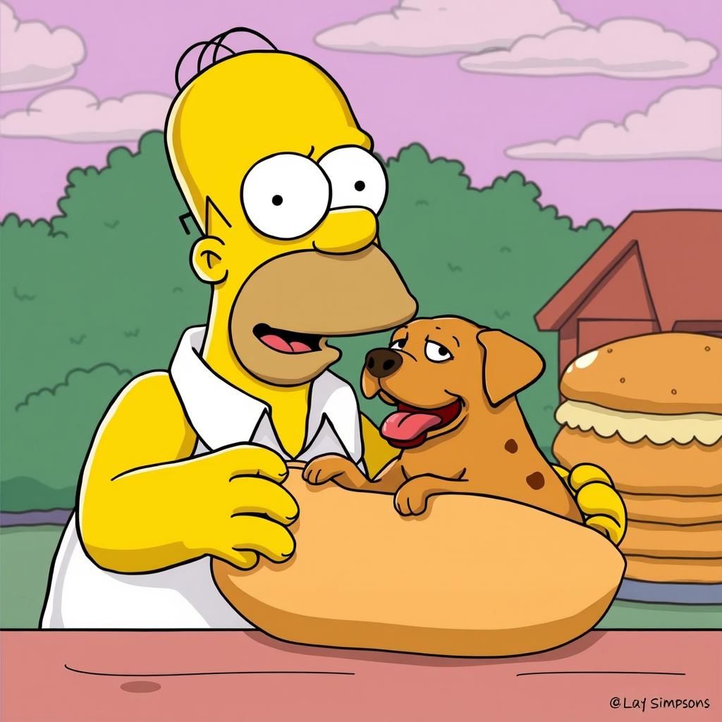 Homer Simpson About to Eat a Hot Dog