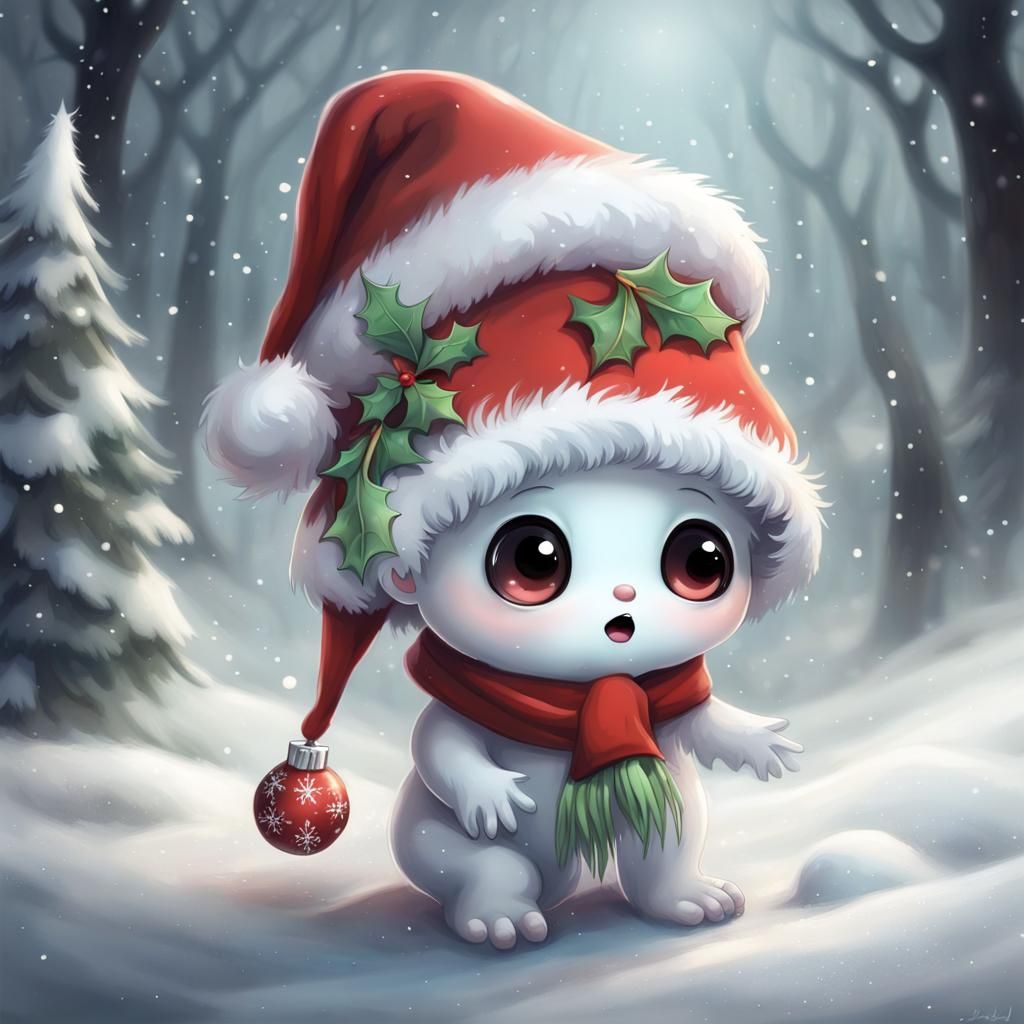 Adorable Christmas Ghost in Whimsical 3D Style