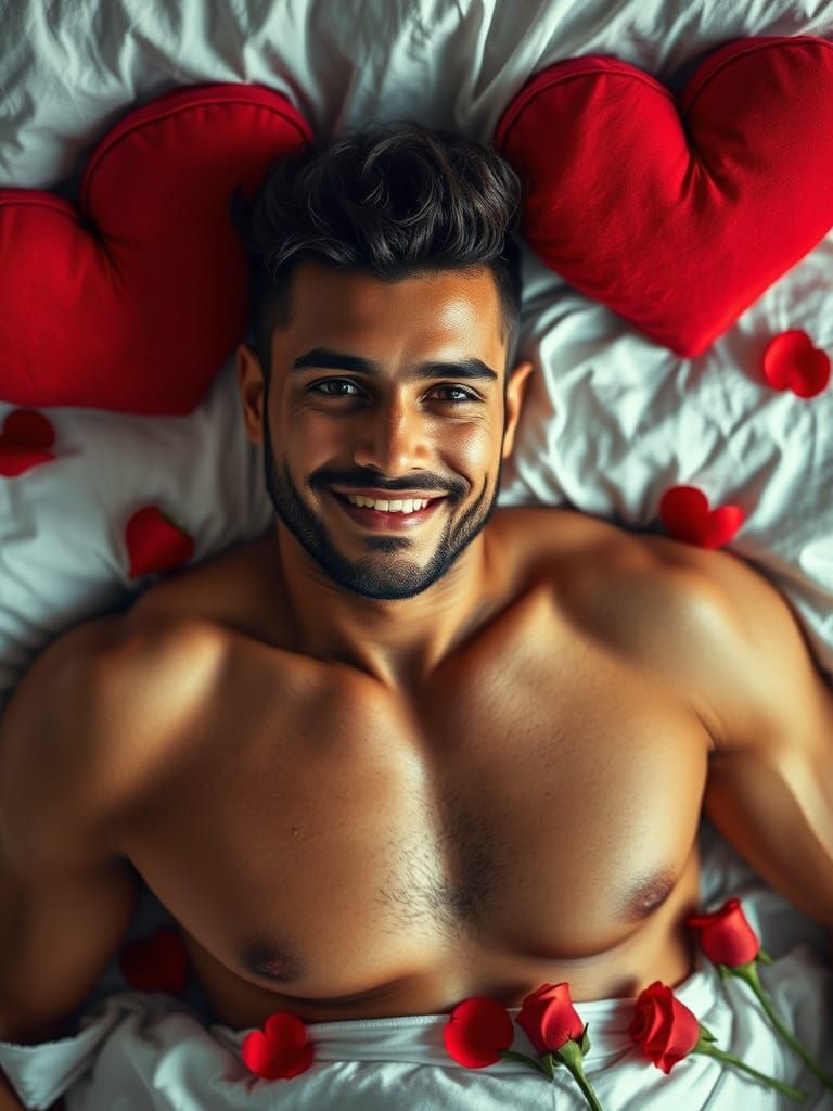 Valentine's Day Gay Love Scene in a Cozy Bedroom