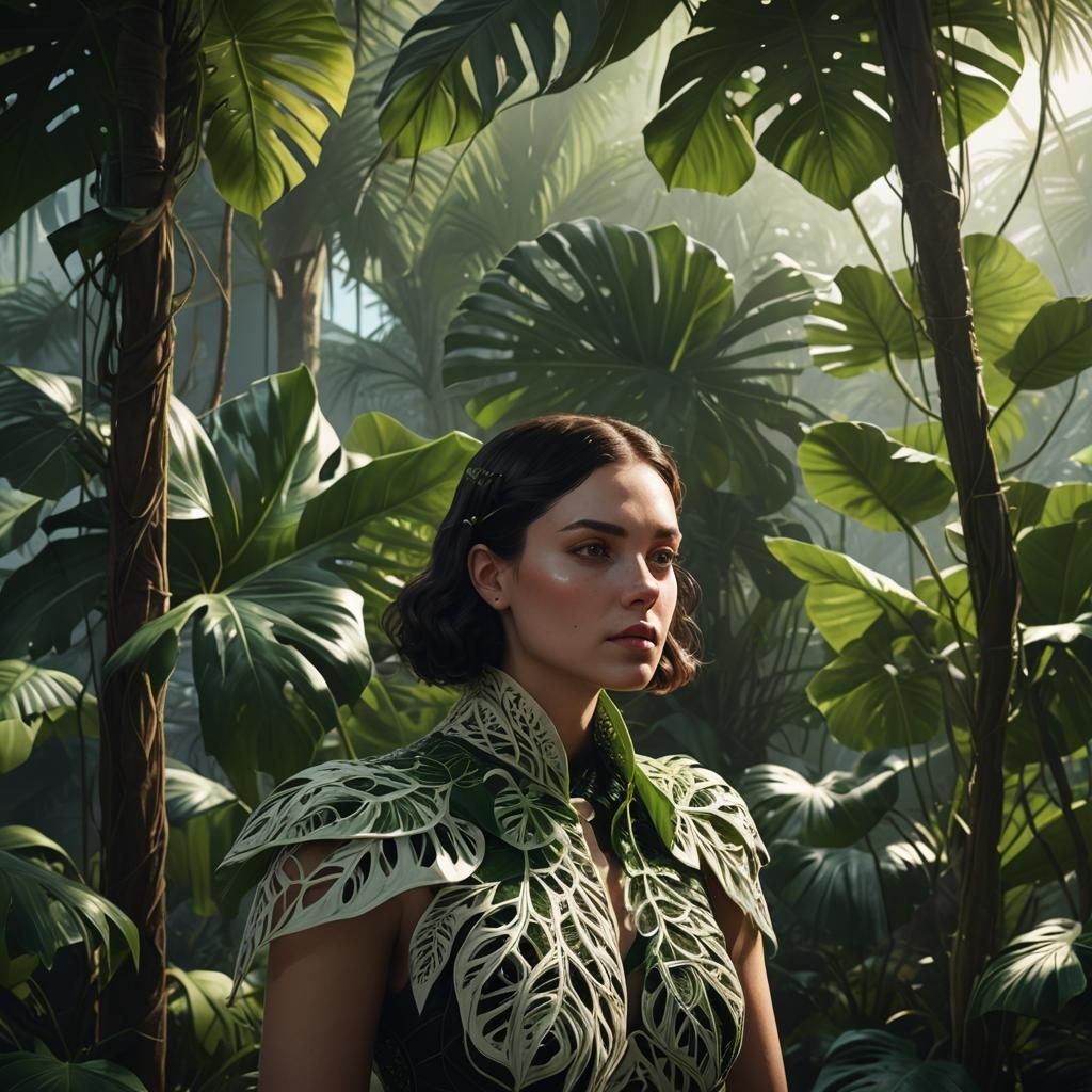 Girl in Leaf Shadow: Fantasy Matte Painting