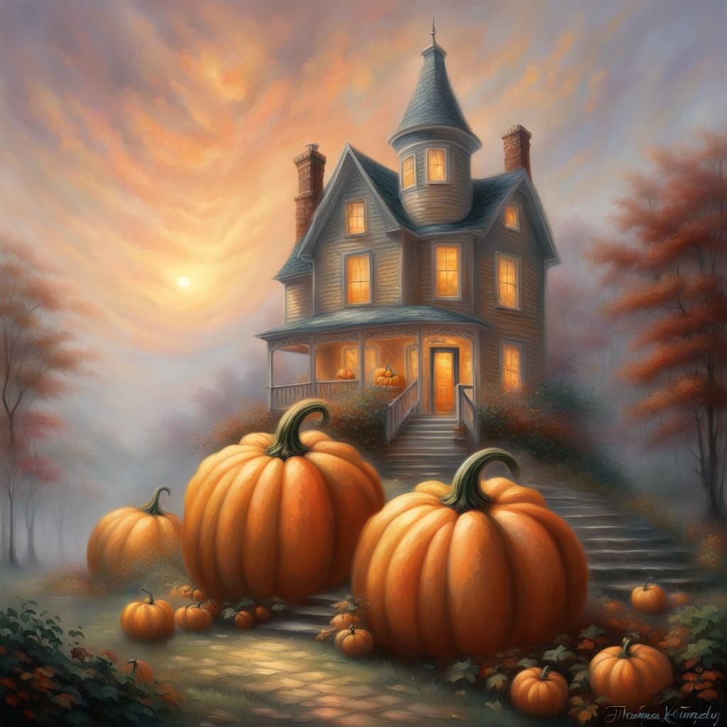 Stacked Pumpkins in Ethereal Fantasy Style