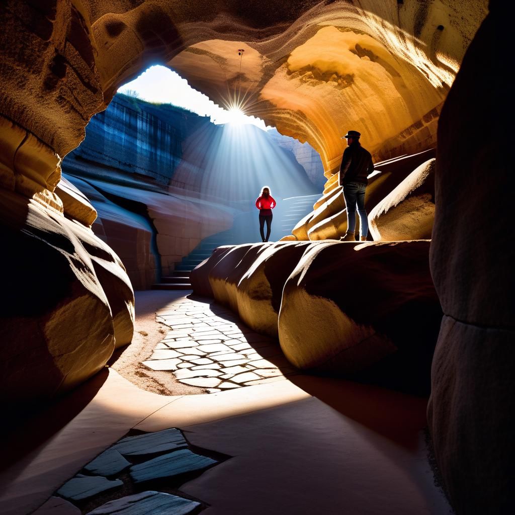 Dramatic Shadows in Vast Underground Cavern